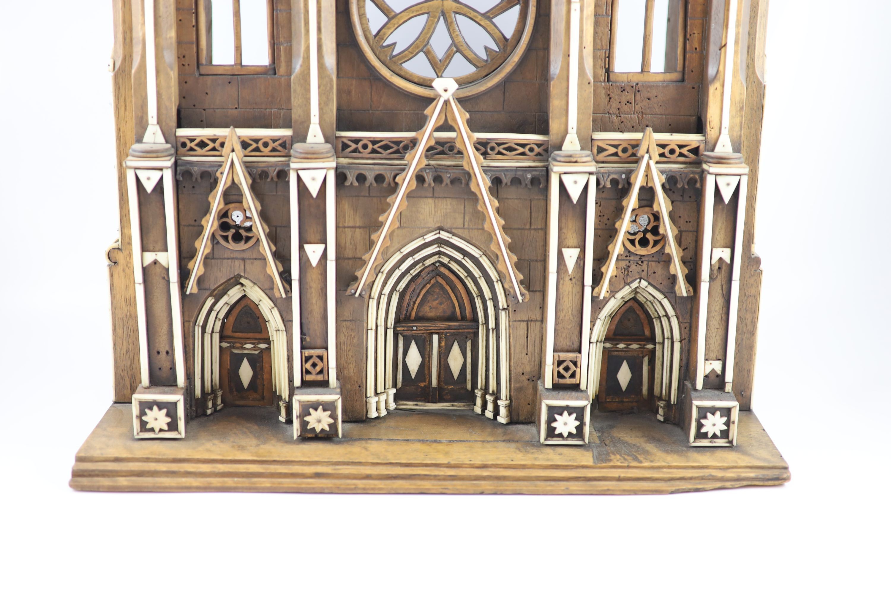 A 19th century French walnut and ivory model, Notre Dame